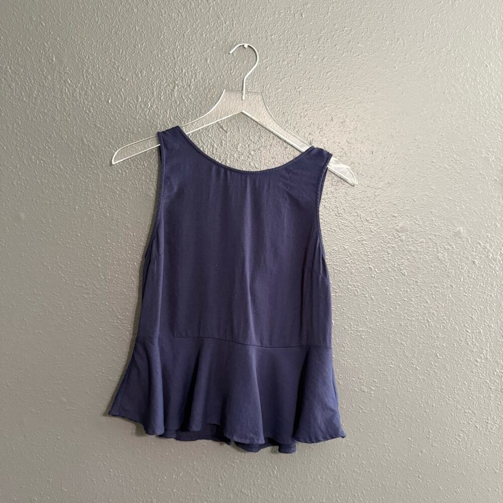Lulu's Navy Tie Back Peplum Tank Top Size S